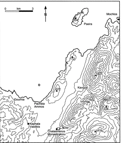 Figure  2.  Map  of  the  Kavousi  area,  showing  sites  mentioned  in  the  text 