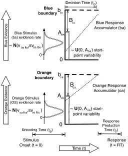 Figure 5. An LBA model that incorrectly makes an orange response when deciding on a blue 