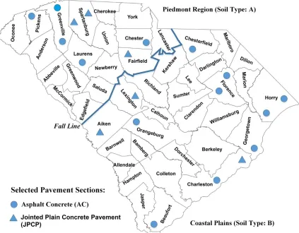 Figure 2.1 Selected Pavement Sections  