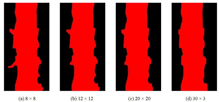 FIGURE 5. The effect image after the morphology opening of different sizes of the square structuring element