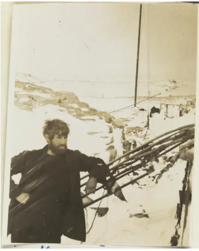 Figure 1. Sidney Jeffryes, with radio mast in the background. Source: John King Davis papers, State Library of Victoria 