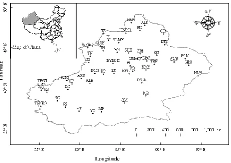 Fig. 1. Study area and location of meteorological stations.