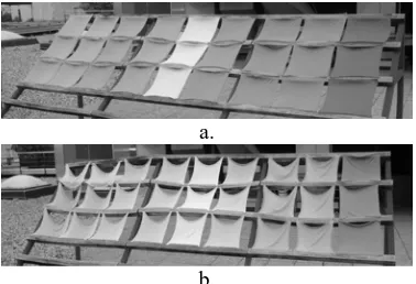 FIGURE 1. The exposure of knitted fabrics: a. the start of b. exposure, b. the end of exposure