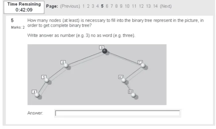 Figure 1. Environment of Moodle modul Quiz during Programming 