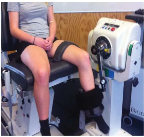 Figure 4 Set up for the isokinetic knee flexion and extension test (Biodex) 