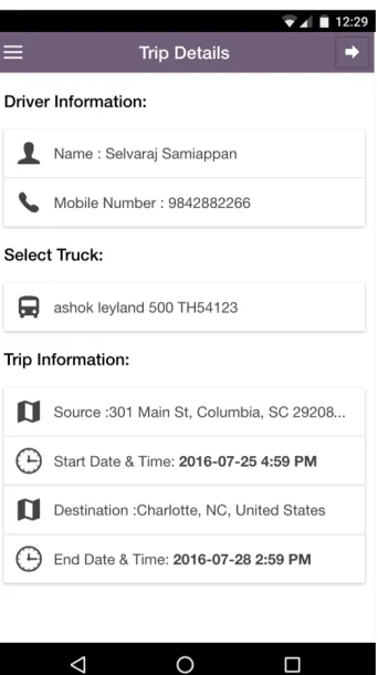 Figure 2.10: Driver Trip Detail Page -1 