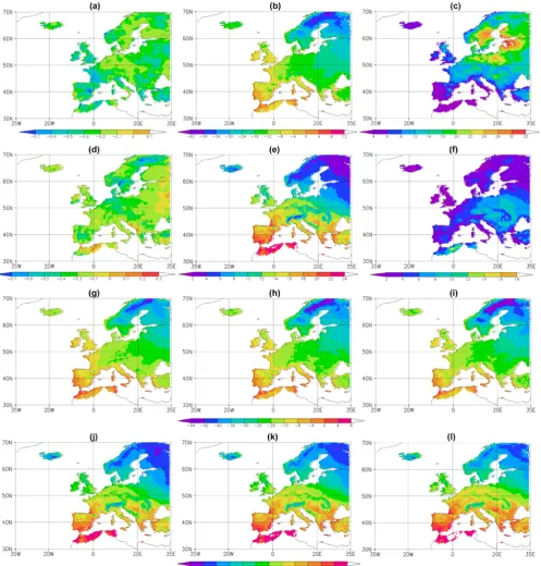 Fig. 1. Shape parameter of the GEV distribution for the winterTNN and (a) TNN and (d) TXX