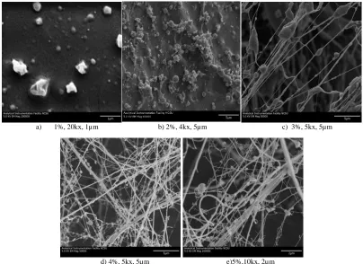 FIGURE 2.  SEM image of nanofiberwebs produced at 8% polymer concentration.  