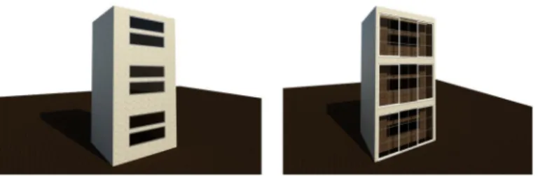 Figure  1. Left: base  model with single skin facade. Right: research 