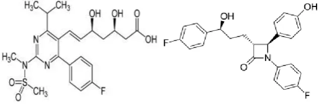 Fig. 1: Structure of Rosuvastatin.   Fig. 2: Structere of Ezetimibe. 