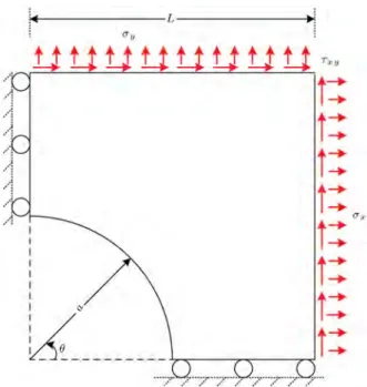 Figure 5. Geometry of the plate with circular hole.