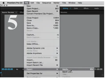 Figure 4.2 The “export media” command. Adobe® product screenshot reprinted with permission from Adobe Systems Incorporated