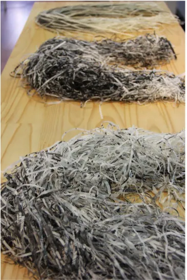 Fig. 9 Antonia Aitken, Shredded  places (install shot) 2016, hand-shredded prints, dimensions variable