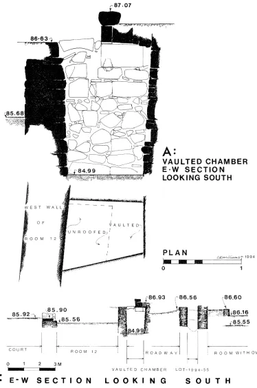FIG. 3. Vaulted chamber, after A.D. 1312, plan and sections 