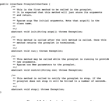 Figure 5.2: Interface implemented by a proxylet