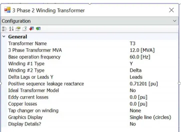 Figure 4.5 PSCAD® Software Model Transformer Information 