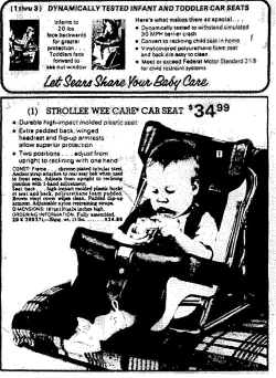 Figure 4.5: Sears, by the late 1970's, had set an entire section of their car seat advertisement devoted to safety