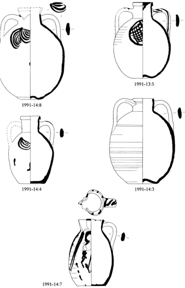 FIG. 5. Amphoras and trefoil pitcher from well 1991-1 