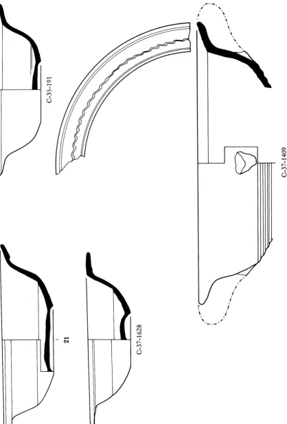 FIG. 12. Metallic-ware multiple-handled and mesomphalic bowls. Scale 1:2 