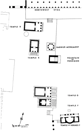 FIG. 1. Corinth, temples at the west end of the forum 