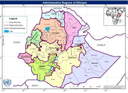 Figure 3.2 Administrative map of Ethiopia (source: http://reliefweb.int/sites/reliefweb.int/files/resources/73A23617425494808525721200700710-ocha_REF_eth051031.pdf