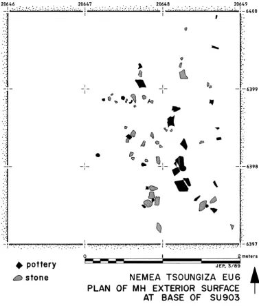 FIG. 5. EU6: plan of Middle Helladic exterior surface exposed at base of stratigraphic unit 903 