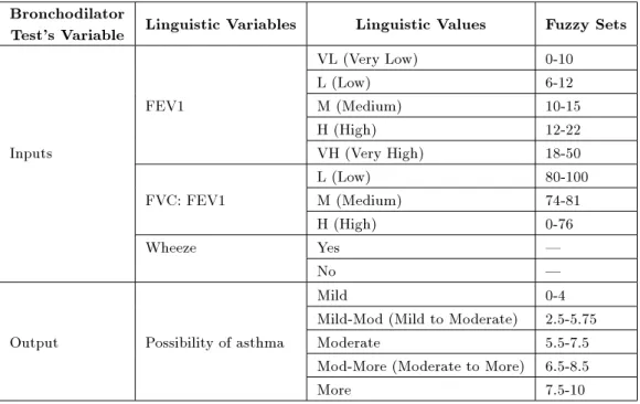 Table 3. Input and output of bronchodilator test.