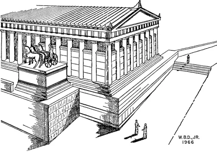 FIG. 2. Middle Stoa, West End in Original Form, from Northwest (W. B. Dinsmoor, Jr.) 