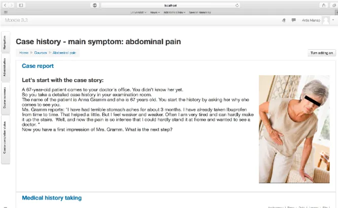 Figure 3: Screenshot of a VPL case with an introductory case report 