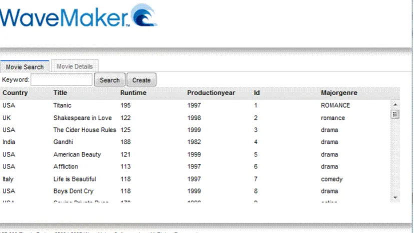 Figure 25: Movie search page by WaveMaker 