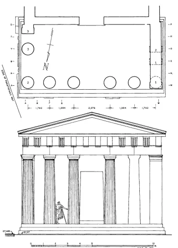 FIG. 10. Southeast Temple with Thorikos columns and associated entablature 
