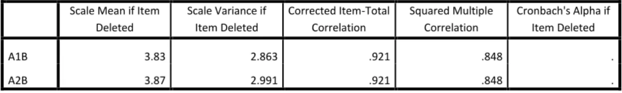 Table 1: Inter-rater reliability test results  – before intervention  Item-Total Statistics  Scale Mean if Item 
