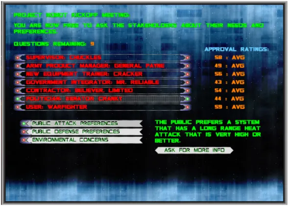 Figure 1: Stakeholder Question Screen 