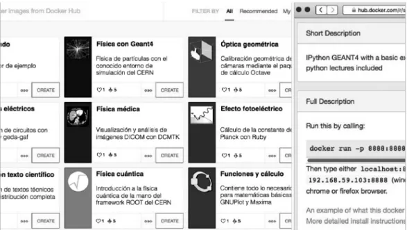 Figure 6: Kitematic allows the free download of container images created for the physics subject presented in  this research 