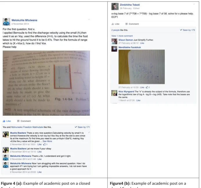 Figure 4 (a): Example of academic post on a closed  Facebok group  