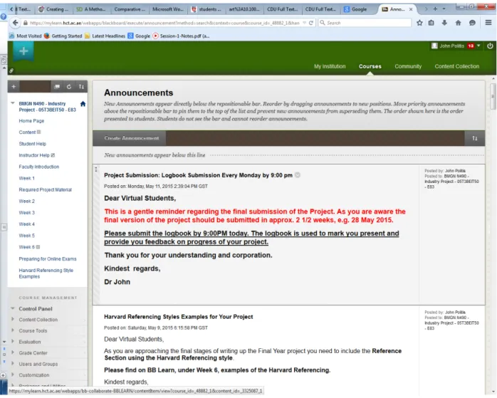 Figure 8: Typical Online Announcement Option