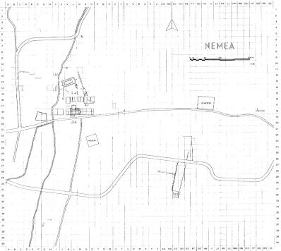 FIG. 1. Grid plan of sanctuary and stadium areas 