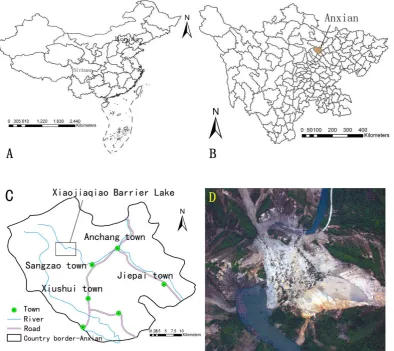 Fig. 1. Location of the study area:annotated area is Anxian. (a) Map of China, in which the annotated area is Sichuan province