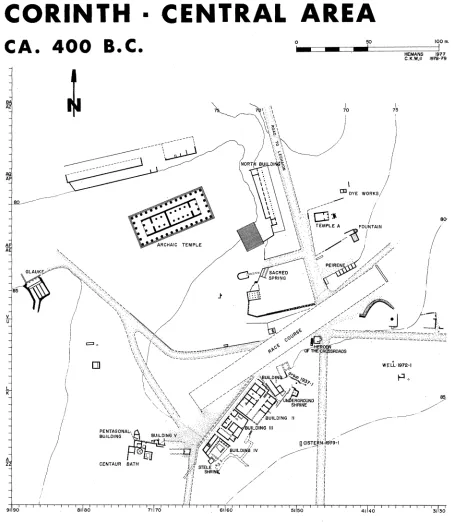 FIG. 2. Plan. Corinth, Central Area, Ca. 400 B.C.~~~~~~~~~~~~~~~~~~~~~~~~~~~~~~~~ 