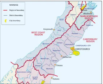 Figure 4.2 - Map showing Regional and District Boundaries (Local Government New Zealand, 2017)