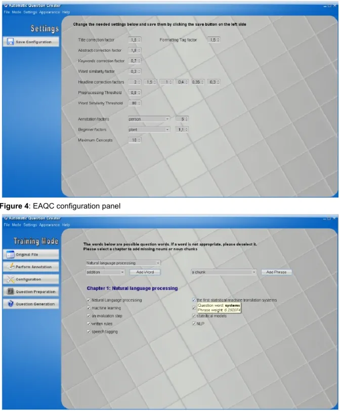 Figure 4: EAQC configuration panel 