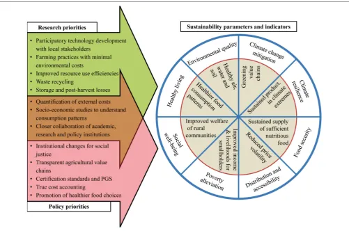 FIGURE 1 | Research and policy priorities for sustainable intensiﬁcation of agro-ecosystems and supply chains