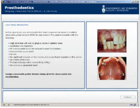 Figure 1: The initial screen of the e-learning module, showing the patient’s dental history 