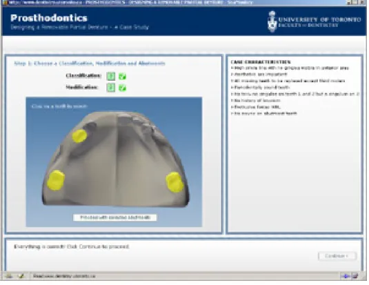 Figure 2: Screen of the e-learning module showing the patient’s model of the maxillary arch 