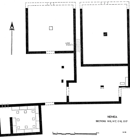 FIG. 6. Reconstruction of building complex in Sections N 16, 0 16, N 17, 0 17. 