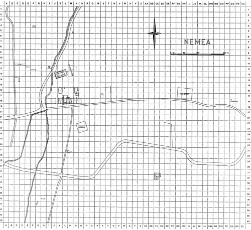 FIG. 1. Grid plan of sanctuary and stadium. 
