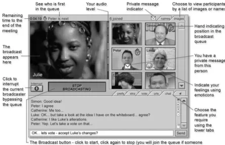 Figure 2: FlashMeeting Conference Interface – this resource is freely available in OpenLearn simply  requiring a WebCam and a headset from users