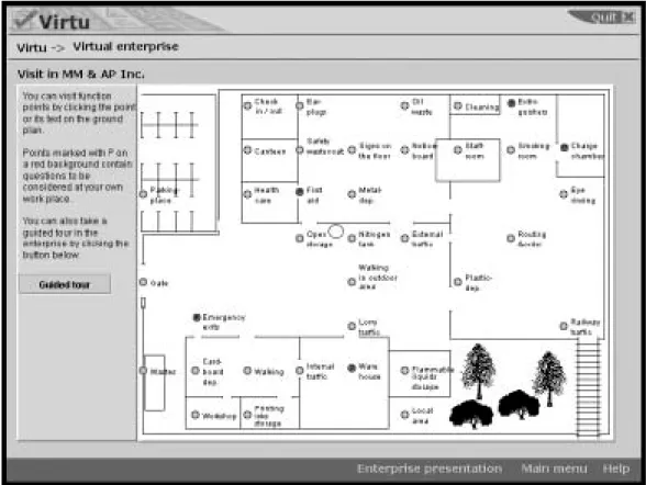 Figure 4. Ground plan used for navigation in the virtual enterprise  User  navigates  in  the  virtual  enterprise  by 