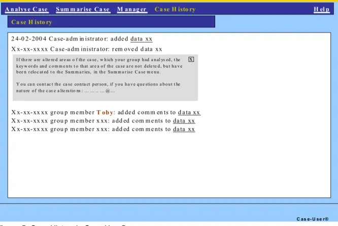 Figure 5: Case History in Case-User® 