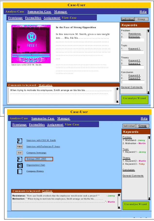 Figure 4: Features of Analyse Case in Case-User® 